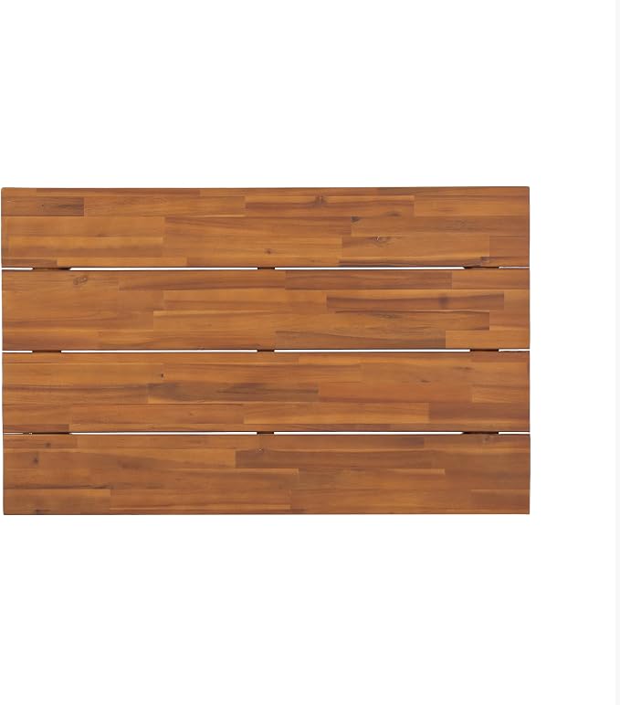 Christopher Knight Home Colmar 2 Pieces Conversation Set, Mid Century Patio Loveseat Sofa and Coffee Table, Outdoor Acacia Wood Loveseat and Table Set with Cushions in Slats Panels Design, Teak+ Beige