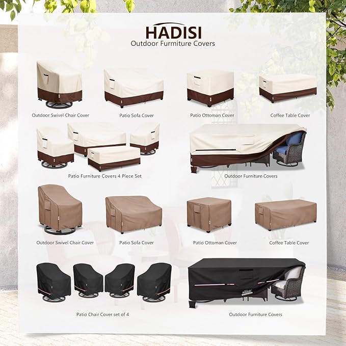 Patio Chair Covers for Outdoor Furniture Waterproof 4 Pack, Heavy Duty Waterproof Outdoor Swivel Chair Cover (30"W x34"D x36"H - Beige)
