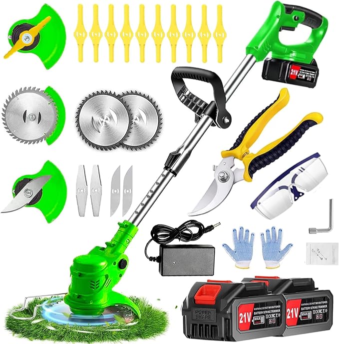 Weed Wacker，Weed Eater 21V 2.0Ah Battery Powered, Cordless Weed Wacker/String Trimmer/Weed Trimmer is Perfect for Trimming The Yard and Bushes, Flower beds, patios.