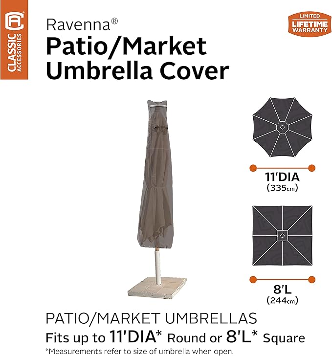 Classic Accessories Ravenna Water-Resistant 11 Foot Patio Umbrella Cover, Patio Furniture Covers