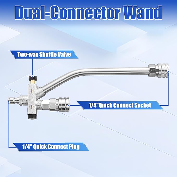 PWACCS Pressure Washer Foam Cannon Dual Connector Accessory, Power Washer Double Tip Attachment for Adjustable Foam Blaster, 1/4" Quick Connect Big Mouth Snow Foam Lance 1.5 L, 3600 PSI