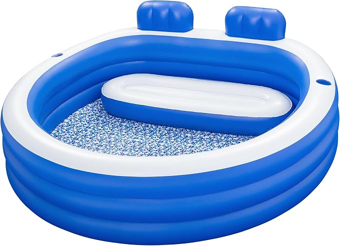 H2OGO! Inflatable Family Pool, Splash Paradise 7'7" x 7'2" x 31" Outdoor Inflatable Swimming Pool for Kids and Adults - Bench Seat, Headrests, & Cupholders