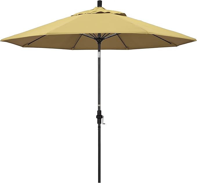 California Umbrella 9' Round Crank Lift, Collar Tilt, Aluminum Pole, Fiberglass Rib Patio Umbrella,