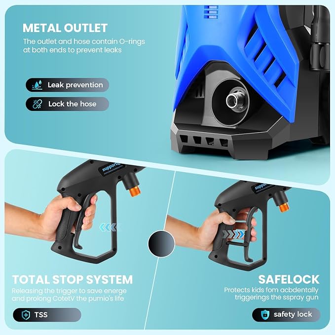 Electric Pressure Washer 5000 PSI Adjustable Pressure, Power Washer Electric Powered with 33ft Pressure Hose, 4 Nozzles and 500ml Foam Cannon, Powerwashers for Home, Blue