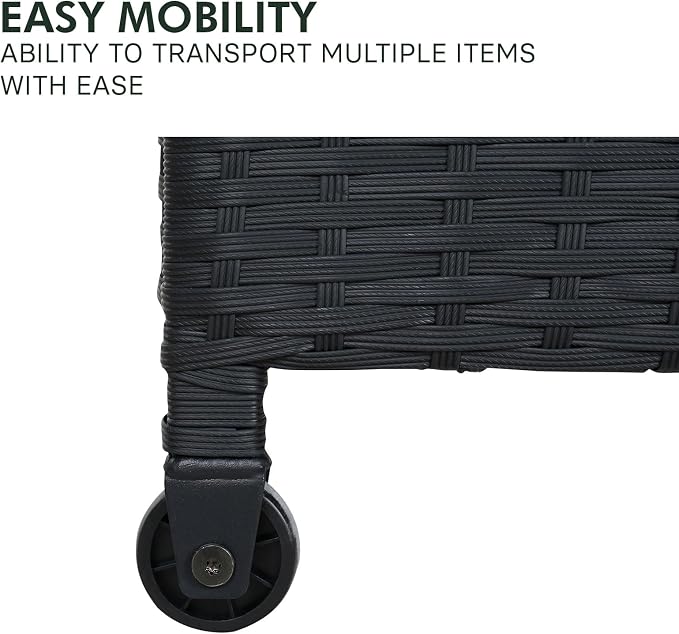Grand patio Outdoor Storage Box 108 Gallon Wicker Storage Box for Garden Tools Pool Accessories Patio Furniture Cushions, Small Black