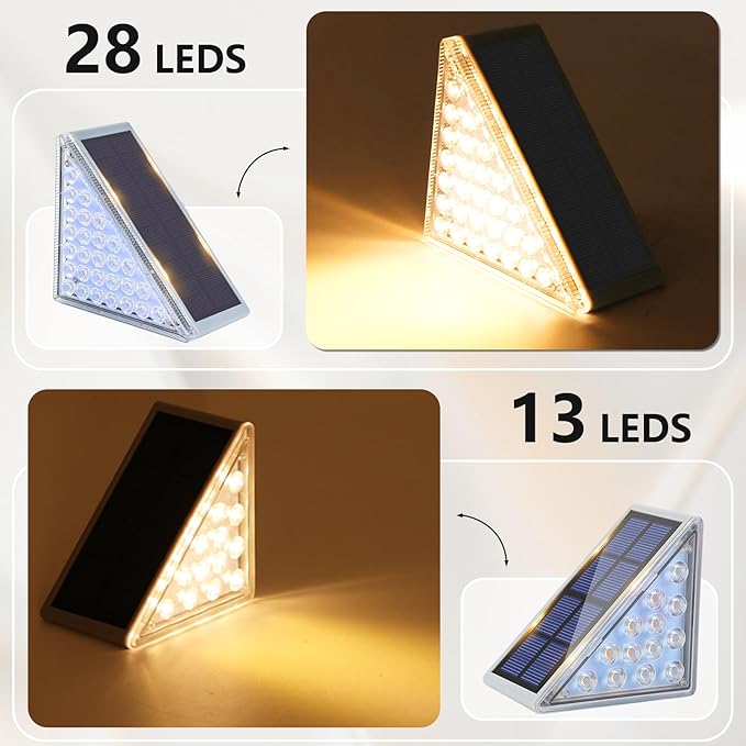 VOLISUN Solar Step Lights for Outside 12 Pack, Solar Stair Lights Outdoor Waterproof IP67,28 LED,240 LM,1200 mAH Outdoor Step Light,Outdoor Decor for Garden Stair, Deck, Front Step, Porch,and Patio