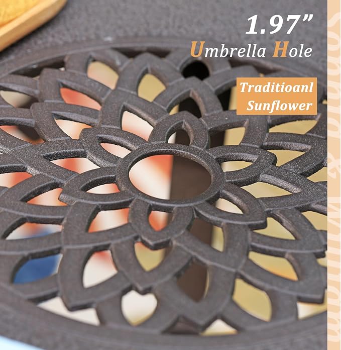 Sophia & William Cast Aluminium Patio Bistro Table Round with 1.97" Umbrella Hole, Premium Bronze Outdoor Bar Dining Table for Porch Balcony Backyard, 31.5" Dia x 29.1" H