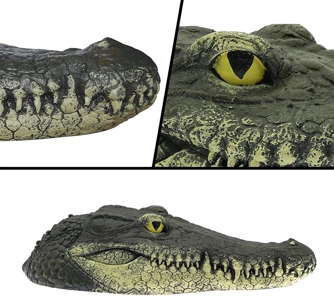 Floating Alligator Head, Fake Gator Head for Pool Outdoor Pond Accessories Float Crocodile Head Decoy for Koi Pond Pool Garden Decoration 13in x 5.5in x 2.8in