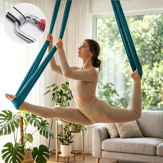 Dark Green Aerial Yoga Hammock, 400×180 Cm Flexible Silk Swing, Ideal for Relaxation and Stress Relief for Sports Enthusiasts