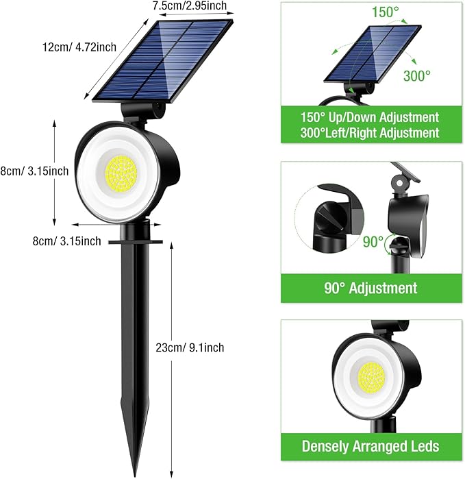 nipify Solar Spot Lights Outdoor Waterproof, Landscape Spotlights | Warm White, 1 Pack/53 LED/3 Modes, Adjustable Solar Panels, Auto On/Off, Uplights Lighting for Outside Tree Yard Flag Garden