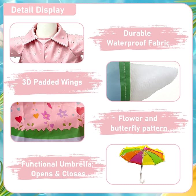 3 Pcs/Set Floral Raincoat Porch Goose Outfits: Pink Lawn Goose Statue Rain Coat Costume with Umbrella Hat - Spring Yard Goose Clothes for 23 Inch Goose Statue - Patio Garden Porch Lawn Outdoor Decor