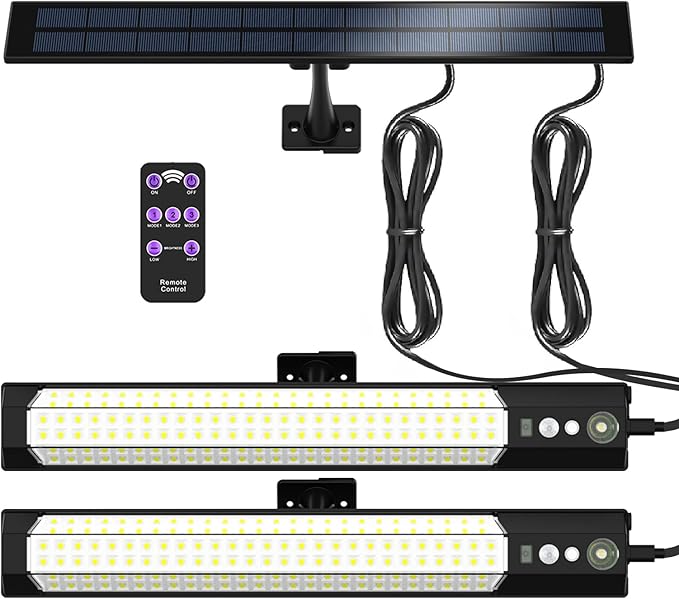 Solar sensor lights, outdoor high-brightness lighting, motion sensor sensing, independent solar charging panel, detachable handheld lighting, safety lights suitable for porches, garages and courtyards