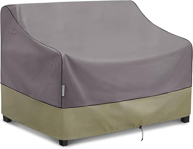 KylinLucky Heavy Duty Waterproof Patio Sofa Cover 58 x 32.5 x 33 inches, All-Weather Outdoor Loveseat Cover with Air Vents & Straps, Grey