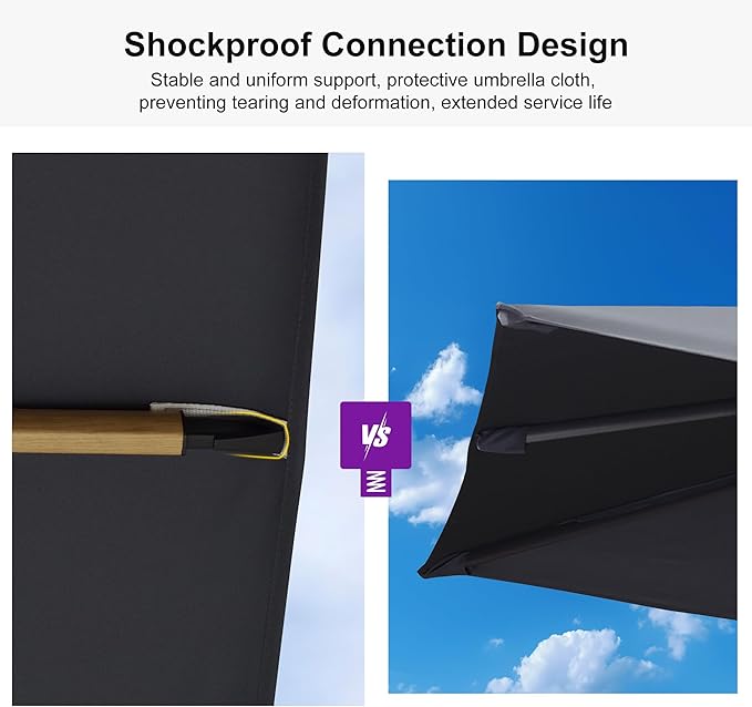 PURPLE LEAF 10'x 13' Rectangle Patio Cantilever Umbrella With Furniture Sofa Sets Large Hanging Umbrella Teak Finished Aluminum Frame Windproof Offset Outdoor Sun Umbrellas for Beach Pool Deck, Navy Blue