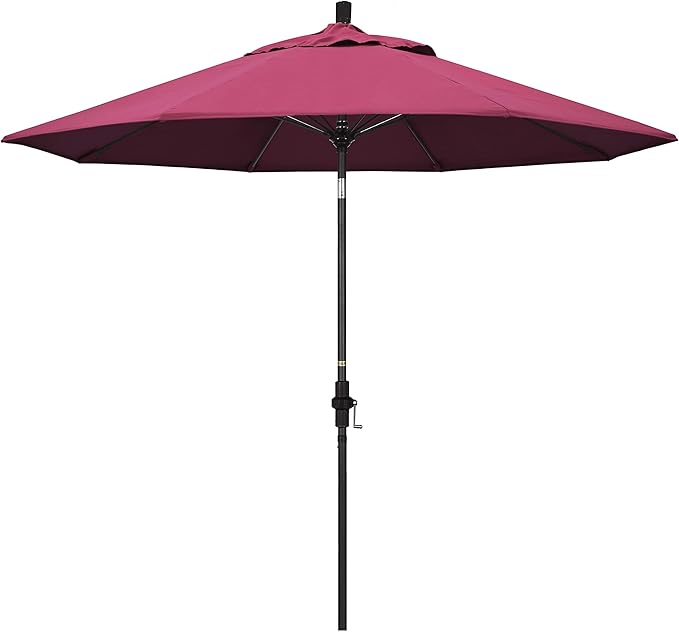 California Umbrella 9' Round Crank Lift, Collar Tilt, Aluminum Pole, Fiberglass Rib Patio Umbrella,