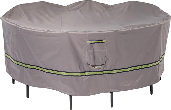 DUCKCOVERS Soteria Waterproof 90 Inch Round Patio Table with Chairs Cover, Outdoor Table and Chair Cover