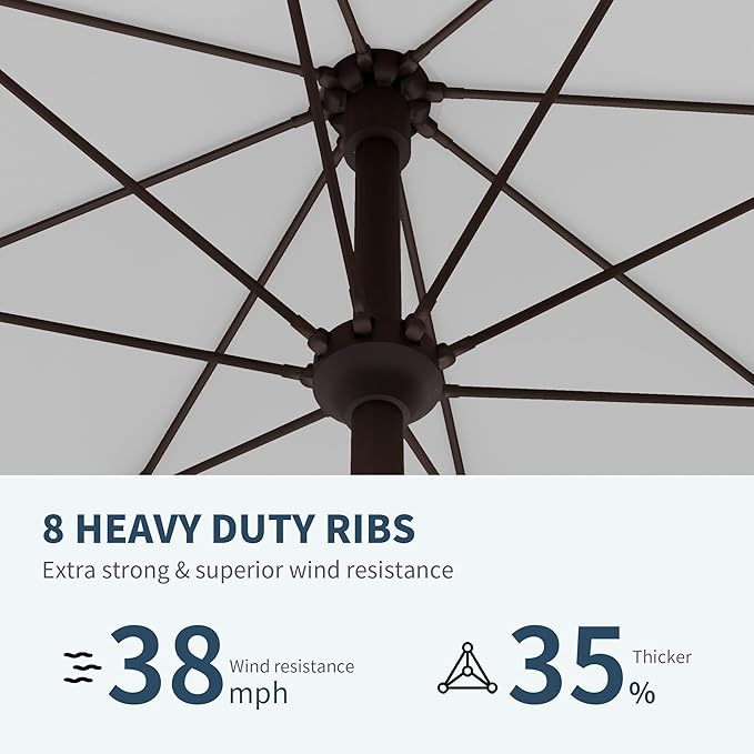 PatioKingdom 11FT Patio Umbrella,Outdoor Umbrella with Push Button Tilt and Crank,Market Table Umbrella with 8 Sturdy Fiberglass Ribs UV Protection