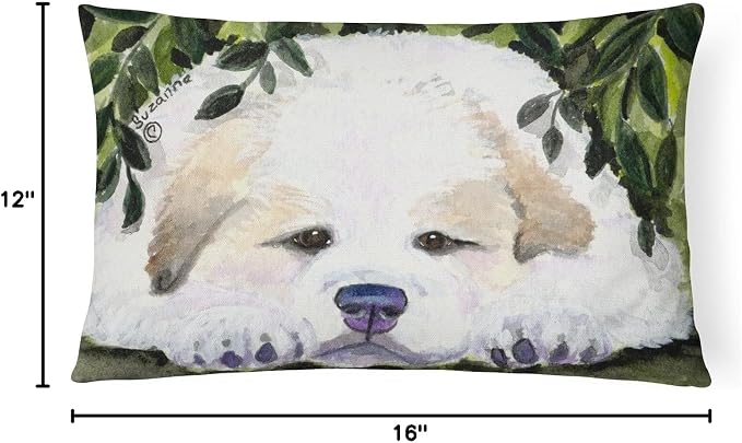 Caroline's Treasures SS8944PW1216 Golden Retriever Canvas Fabric Decorative Pillow Machine Washable, Indoor Outdoor Decorative Pillow for Couch, Bed or Patio, 12HX16W