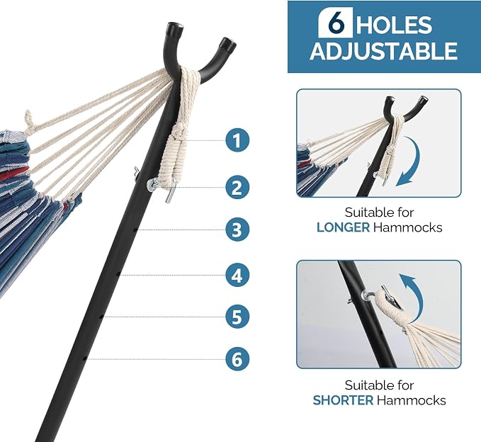 Camping Hammock with Stand, Portable Hammock with Stand, Outdoor Hammock Heavy Duty Hammock Bed 250lbs Capacity Travel Bed with Carrying Case for Backpacking, Travel, Beach, Backyard, Patio, Hiking