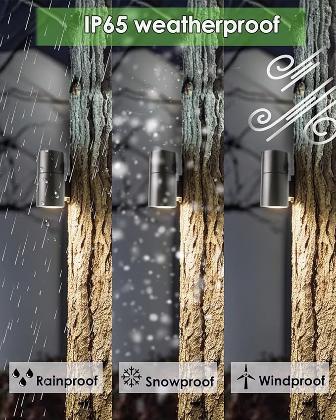 Landscape Down Lighting Low Voltage Spot Lights Outdoor LED Wall Mounted Low Voltage Tree Lights Cast Aluminum Free 5W MR16 LED Bulb Stainless Steel Mounting Bracket 1-Count