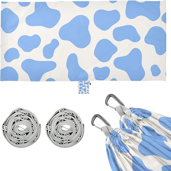Cow Prints Blue Pastel 330lb Capacity Hammocks with Portabl Carry Bag Indoor Hammock for Outside Camping Essentials hamaca con soporte para adultos