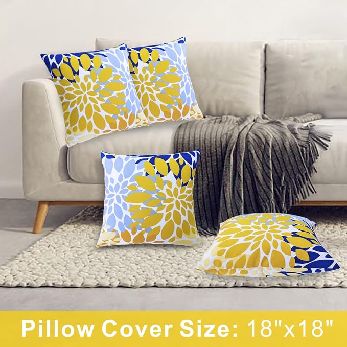JMGBird Yellow Outdoor Pillows Waterproof Outdoor Pillow Covers with Inserts