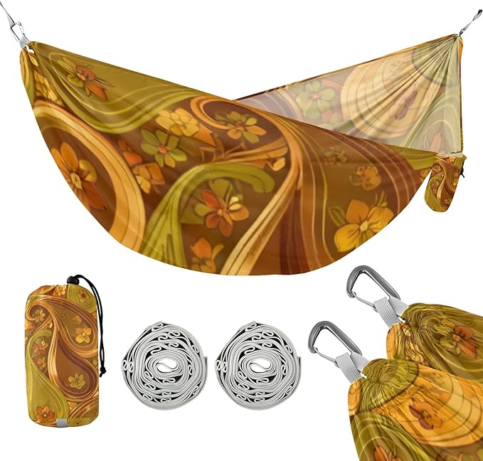 Autumn Paisley Outdoor Hammocks with Tree Straps Fabric Hammock for Camping & Hiking Essential