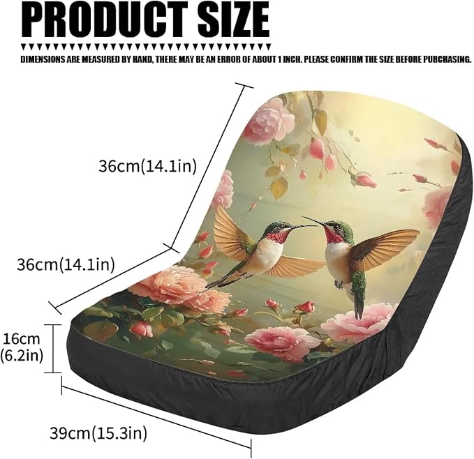 Lawn Mower Seat Cover with Pockets, Hummingbird Pink Floral Non-Slip Tractors Seat Cushion Tractor Decor Tractor Accessories for Men Women