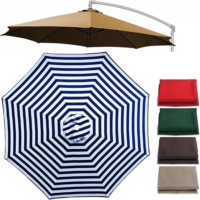 Cantilever Umbrella Replacement Canopy 7.5ft/9ft/10ft/11ft 6/8 Ribs, Fade Resistant Outdoor Offset Patio Umbrella Fabric Cover, Waterproof Shade Top for Deck