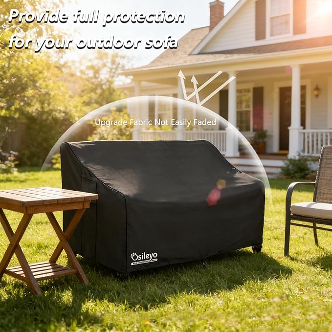 Patio Sofa Covers,100% Waterproof 2-Seater Outdoor Loveseat/Bench Cover,Patio Furniture Covers,58" Wx 32" Dx 32" H Black