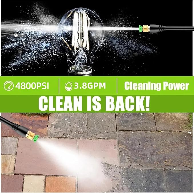 4800PSI Electric Pressure Washer- 3.8GPM High Power Washer with 33FT Hose Reel, 4 Spray Tips and Soap Bottle for Car Washing, Fence Cleaning, Patio Maintenance（Upgraded） (Blue)