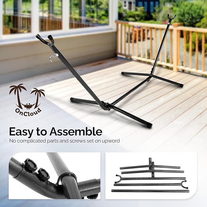ONCLOUD 550 LBS Capacity Hammock Stand with Portable Carrying Bag, Heavy Duty 2-Person Hammock Frame for Outdoors & Indoors-Black