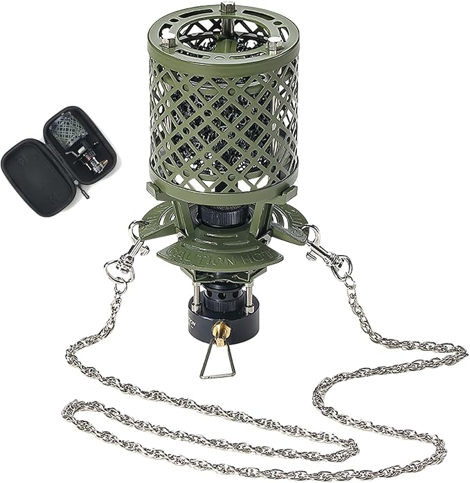 CAMPINGMOON T-HEATER GASWARE Gas Heater Propane Isobutane for Camping Outdoor Collaboration Limited Edition with EVA Case (Green)