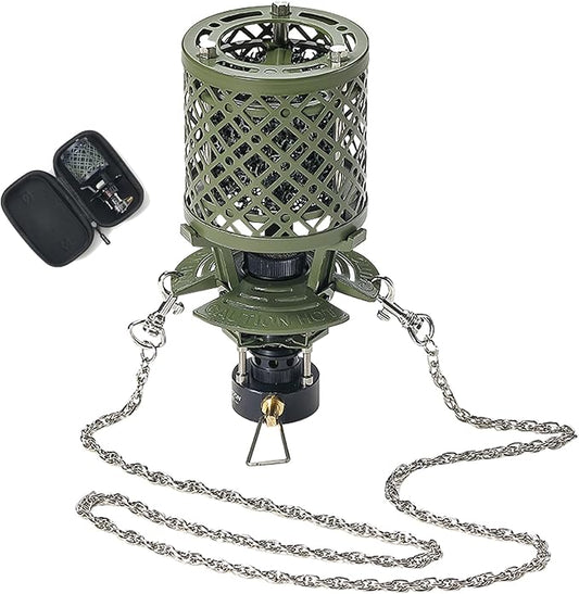CAMPINGMOON T-HEATER GASWARE Gas Heater Propane Isobutane for Camping Outdoor Collaboration Limited Edition with EVA Case (Green)