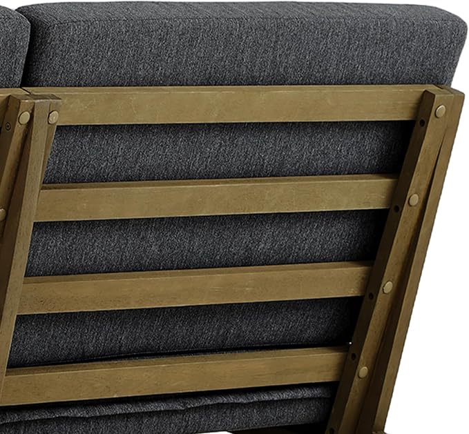 Outdoor Furniture Patio Couch, Weather Resistant 3-Seater Patio Sofa with Removable Cushion, Teak Wood Frame for Porch & Backyard Seating - Dark Gray