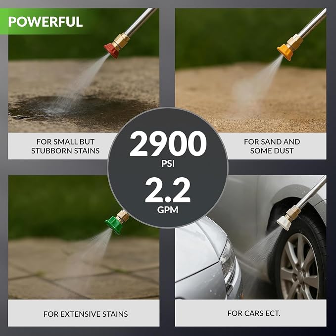 Giraffe Tools Grandfalls Wall Mounted Pressure Washer Pro, Max 2900 PSI, 2.2 GPM Electric Power Washer with 100ft Retractable Hose, Foam Cannon, 4-Nozzles, Automatic Rewind