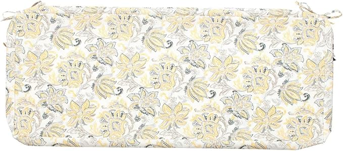FUNHOME Outdoor Bench Cushion Cover 48 x18 x 3 inch,Water Resistant Cover with Zipper&Ties,Fade-Resistant Slipcover,Patio Porch Swing Cushion Cover Replacement Only,No Insert(Yellow Flower)