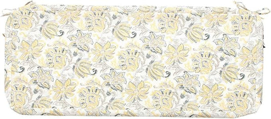 FUNHOME Outdoor Bench Cushion Cover 48 x18 x 3 inch,Water Resistant Cover with Zipper&Ties,Fade-Resistant Slipcover,Patio Porch Swing Cushion Cover Replacement Only,No Insert(Yellow Flower)