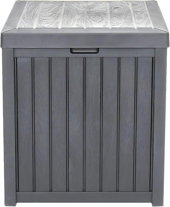 Vasitelan 51 Gallon Square Deck Storage Box Resin Outdoor Storage Container With Handles for Patio Garden Yard (Gray1)