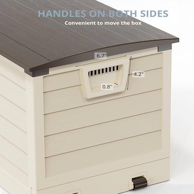 Outvita Foldable 75 Gallon Outdoor Storage Box, Plastic Storage Containers with Lid, Patio Deck Box Furniture for Garden, Pool, Balcony, Yard (Brown)