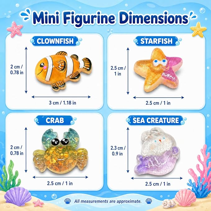 120Pcs Mini Resin Animals Blind Bag,Tiny Animal Figurines For Garden Decor | Glow In The Dark,Individually Wrapped Mystery Bags,Sea Creatures,Ideal Gift