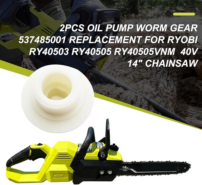 537485001 Oil Pump Worm Gear for Ryobi RY40503 RY40505 RY40580 40V 14" Cordless Chainsaw Replacement Part Compatible with RY40505VNM - 2PCS