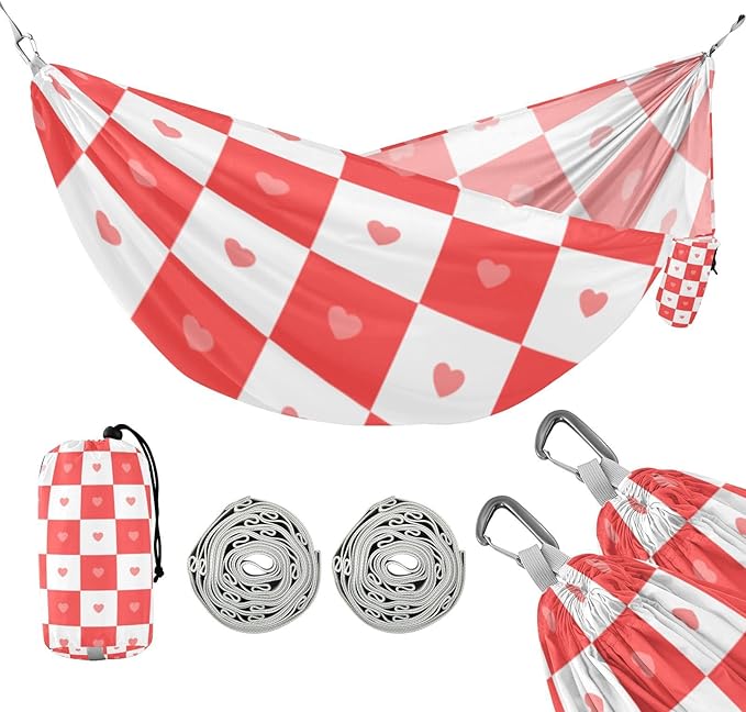 Buffalo Plaid Check Love red 330lb Capacity Hammocks with Hanging Rope Indoor Hammock for Outside Beach Patio Garden soporte para hamacas para adultos