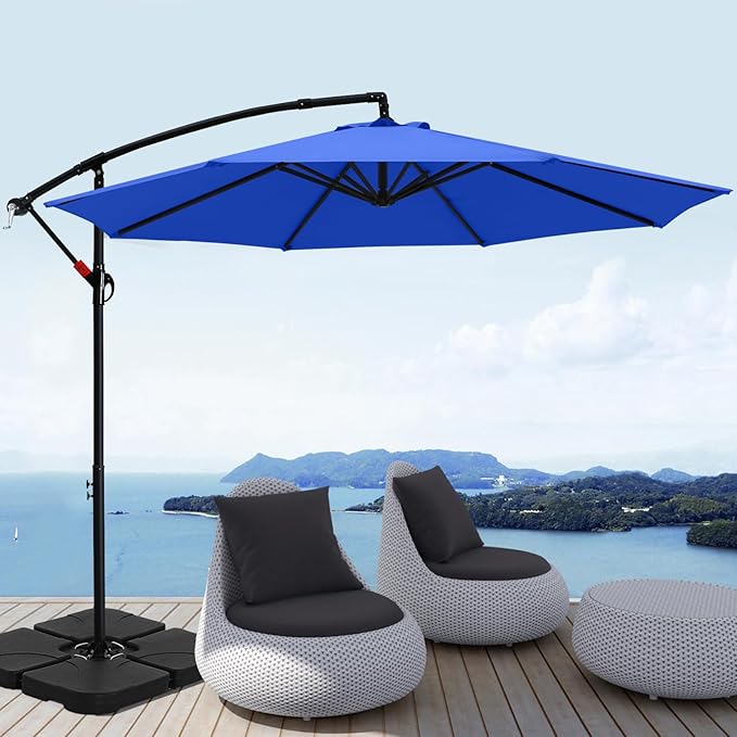 ABCCANOPY Cantilever Patio Umbrella with base included, 360° Rotation Outdoor Offset Umbrella for Backyard, Deck, Poolside