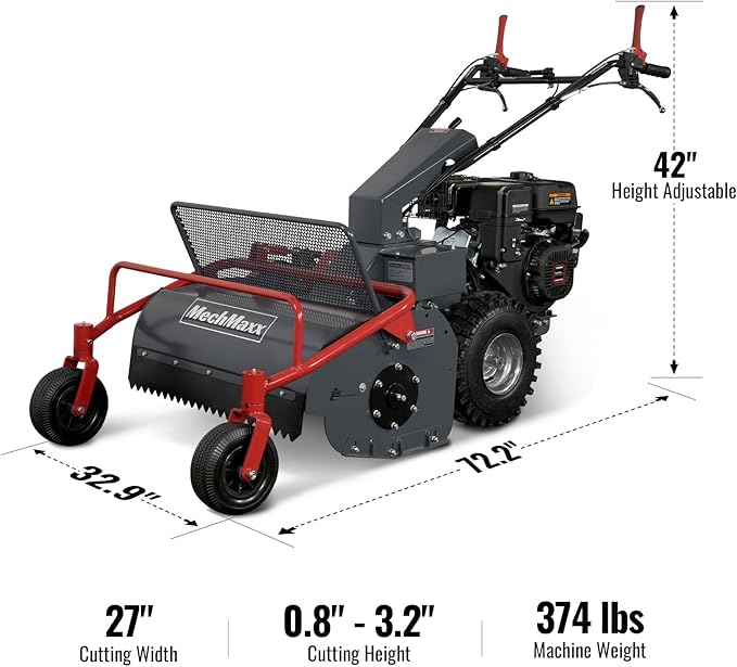 MechMaxx 27" Walk Behind Flail Mower, 10HP 302cc, Self-Propelled, Wheeled, Electric Start, SFM27W