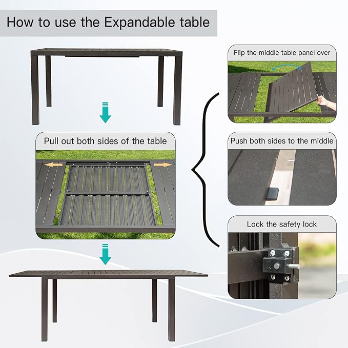 Domi Extendable Aluminum Outdoor Dining Table