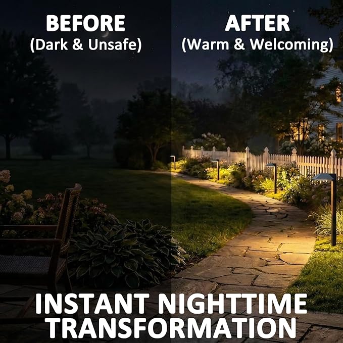 Low Voltage Pathway Lights 8PK Outdoor Landscape Lighting 1.2W 40 Lumen 2700K 12V AC Path Lights with Replacement Bulb Wire Connector Spike Stake for Garden Yard Driveway Lawn