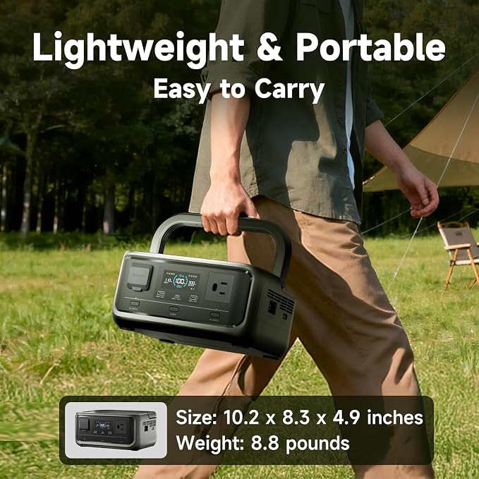 ALLPOWERS VOLIX P300 Portable Solar Generator with Solar Panel SE100, 256Wh LiFePO4 Battery, 300W Output Portable Power Station with 100W Solar Panel, Potable Power for Home Use, Emergencies & Camping