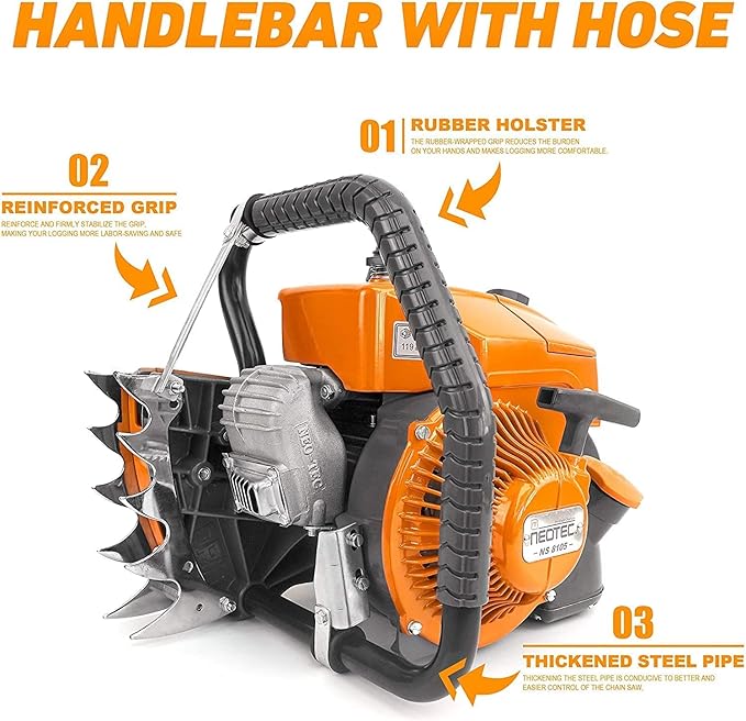 NEO-TEC NS8105 36 inch Gas ChainSaw with Guide Bar Chain 2-Cycle Power Head 105cc Power Chain Saw 4.8KW 6.5HP Gasoline Chainsaws All Parts Compatible with G070 070 090