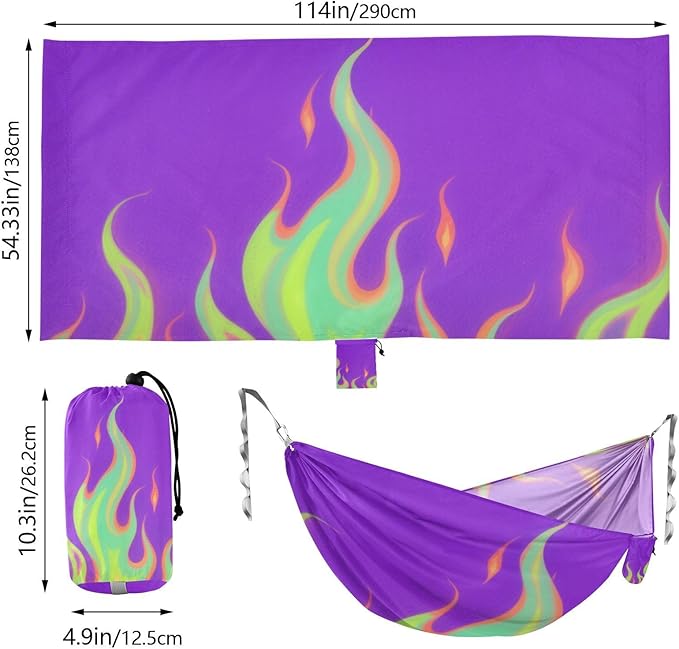 Purple Fluorescent Cool Flame 330lb Capacity Outdoor Hammock with Portabl Carry Bag Rope Hammock for Outside Patio Garden soporte para hamacas para adultos